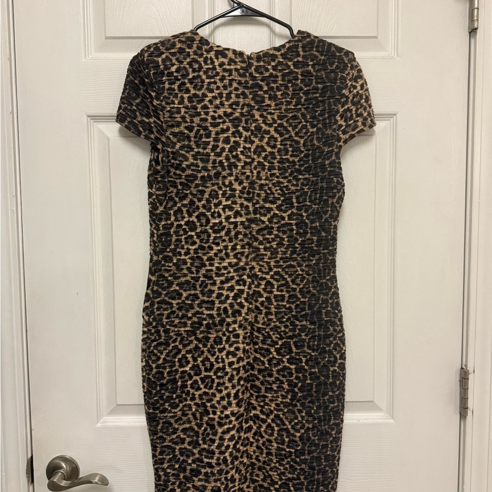 NEW With Tags Torn by Ronny Kobo Kaitlyn Pleated Cheetah Mini Dress L 6/8 $215
